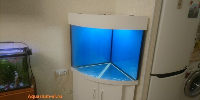 Угловой аквариум 200 литров с тумбой